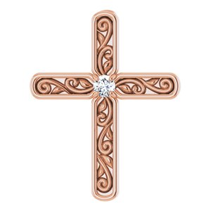 14K Rose .03 CT Natural Diamond Cross Pendant - BN & CO JEWELRY