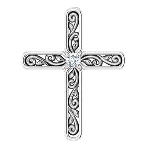 Sterling Silver .03 CT Natural Diamond Cross Pendant - BN & CO JEWELRY