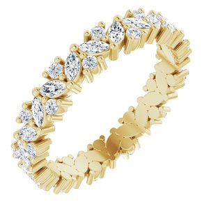 14K Yellow 1 CTW Natural Diamond Cluster Eternity Band Size 7 - BN & CO JEWELRY