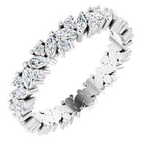 14K White 1 CTW Natural Diamond Cluster Eternity Band Size 7 - BN & CO JEWELRY