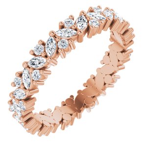 14K Rose 1 CTW Natural Diamond Cluster Eternity Band Size 7 - BN & CO JEWELRY