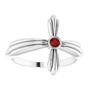 Sterling Silver Natural Mozambique Garnet Sideways Cross Ring - BN & CO JEWELRY