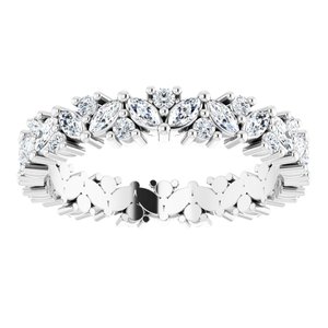 14K White 1 CTW Natural Diamond Cluster Eternity Band Size 7 - BN & CO JEWELRY