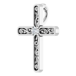 Sterling Silver .03 CT Natural Diamond Cross Pendant - BN & CO JEWELRY