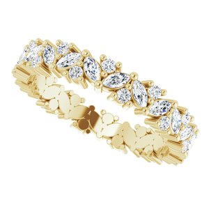 14K Yellow 1 CTW Natural Diamond Cluster Eternity Band Size 7 - BN & CO JEWELRY