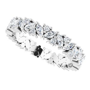 14K White 1 CTW Natural Diamond Cluster Eternity Band Size 7 - BN & CO JEWELRY