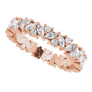 14K Rose 1 CTW Natural Diamond Cluster Eternity Band Size 7 - BN & CO JEWELRY