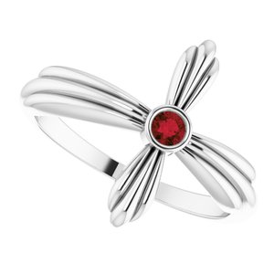 Sterling Silver Natural Mozambique Garnet Sideways Cross Ring - BN & CO JEWELRY