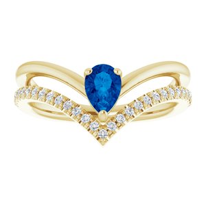 14K Yellow Natural Blue Sapphire & 1/6 CTW Natural Diamond Ring - BN & CO JEWELRY