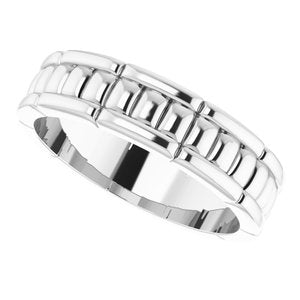 14K White 6 mm Pattern Band Size 11 - BN & CO JEWELRY
