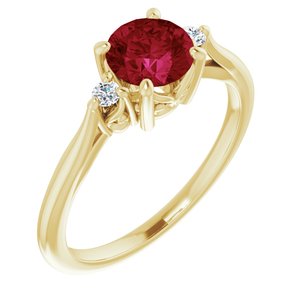 14K Yellow Lab-Grown Ruby & .06 CTW Natural Diamond Ring - BN & CO JEWELRY