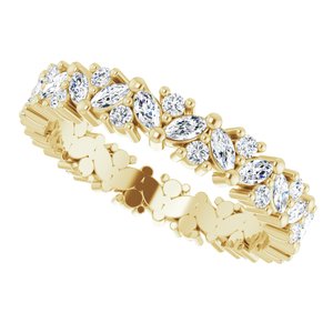 14K Yellow 1 CTW Natural Diamond Cluster Eternity Band Size 6.5 - BN & CO JEWELRY