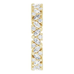 14K Yellow 1 CTW Natural Diamond Cluster Eternity Band Size 6.5 - BN & CO JEWELRY