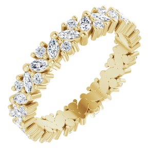 14K Yellow 1 CTW Natural Diamond Cluster Eternity Band Size 6.5 - BN & CO JEWELRY