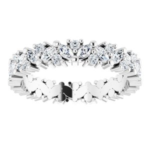 14K White 1 CTW Natural Diamond Cluster Eternity Band Size 6 - BN & CO JEWELRY