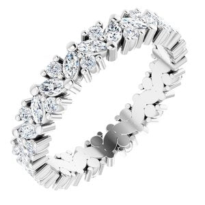 14K White 1 CTW Natural Diamond Cluster Eternity Band Size 6 - BN & CO JEWELRY