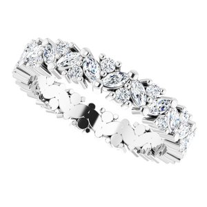 14K White 1 CTW Natural Diamond Cluster Eternity Band Size 6 - BN & CO JEWELRY