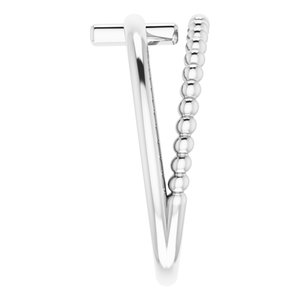 14K White Negative Space & Beaded Cross Ring - BN & CO JEWELRY