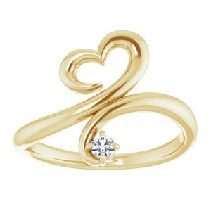 14K Yellow .06 CTW Diamond Heart Ring - BN & CO JEWELRY