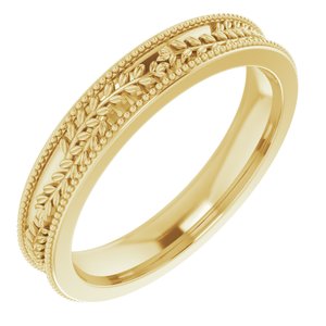 14K Yellow 3.65 mm Floral Band - BN & CO JEWELRY