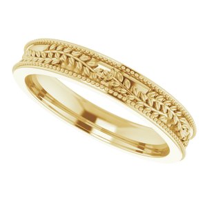 14K Yellow 3.65 mm Floral Band - BN & CO JEWELRY