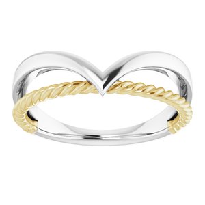14K White & Yellow Negative Space Rope Ring - BN & CO JEWELRY