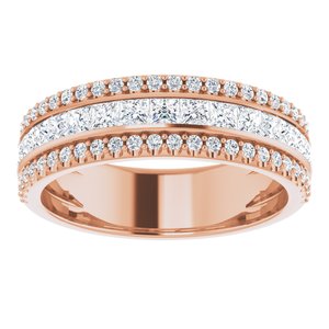 14K Rose 1 1/8 CTW Natural Diamond Anniversary Band - BN & CO JEWELRY