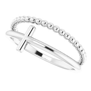Sterling Silver Negative Space & Beaded Cross Ring - BN & CO JEWELRY