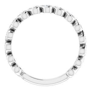 14K White 1/8 CTW Natural Diamond Accented Heart Anniversary Band - BN & CO JEWELRY