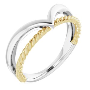 14K White & Yellow Negative Space Rope Ring - BN & CO JEWELRY