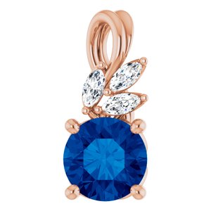 14K Rose Natural Blue Sapphire & 1/10 CTW Natural Diamond Pendant - BN & CO JEWELRY