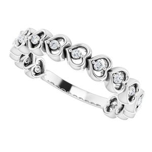 14K White 1/8 CTW Natural Diamond Accented Heart Anniversary Band - BN & CO JEWELRY