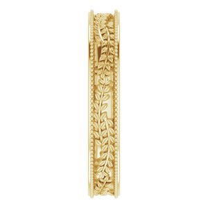 14K Yellow 3.65 mm Floral Band - BN & CO JEWELRY