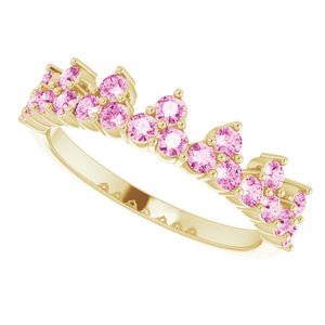 14K Yellow Natural Pink Sapphire Crown Ring - BN & CO JEWELRY