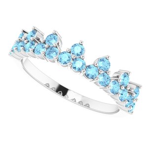14K White Natural Aquamarine Crown Ring - BN & CO JEWELRY