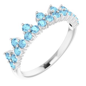 14K White Natural Aquamarine Crown Ring - BN & CO JEWELRY