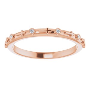 14K Rose .03 CTW Natural Diamond Cross Ring - BN & CO JEWELRY