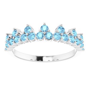 14K White Natural Aquamarine Crown Ring - BN & CO JEWELRY