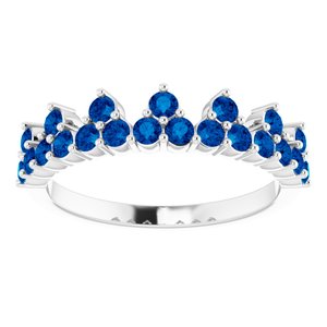 14K White Natural Blue Sapphire Crown Ring - BN & CO JEWELRY