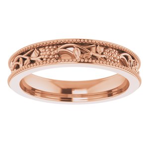 14K Rose 3 mm Floral Band - BN & CO JEWELRY