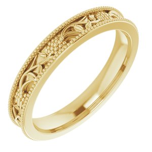 14K Yellow 3 mm Floral Band - BN & CO JEWELRY