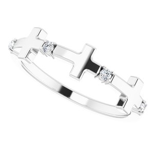 Sterling Silver .05 CTW Natural Diamond Cross Ring - BN & CO JEWELRY