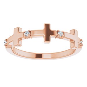 14K Rose .06 CTW Natural Diamond Cross Ring - BN & CO JEWELRY