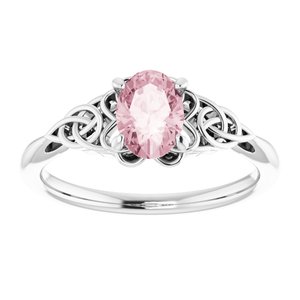 14K White Natural Pink Morganite Celtic-Inspired Ring - BN & CO JEWELRY
