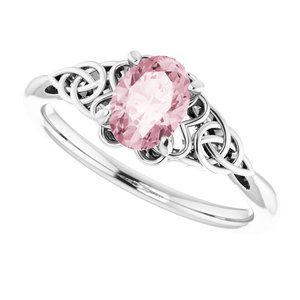 14K White Natural Pink Morganite Celtic-Inspired Ring - BN & CO JEWELRY
