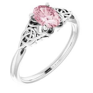 14K White Natural Pink Morganite Celtic-Inspired Ring - BN & CO JEWELRY