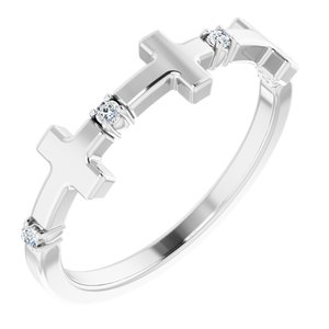 Sterling Silver .05 CTW Natural Diamond Cross Ring - BN & CO JEWELRY