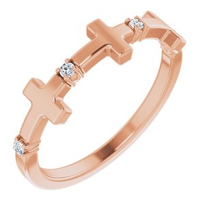 14K Rose .06 CTW Natural Diamond Cross Ring - BN & CO JEWELRY
