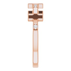 14K Rose .06 CTW Natural Diamond Cross Ring - BN & CO JEWELRY