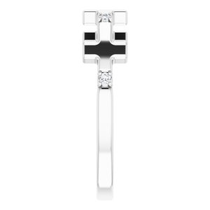 14K White .05 CTW Natural Diamond Cross Ring - BN & CO JEWELRY